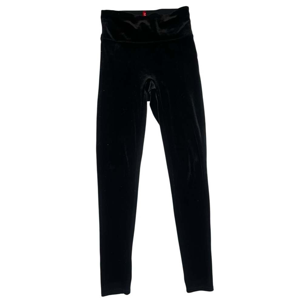 SPANX High Rise Black Velvet Leggings EUC XS